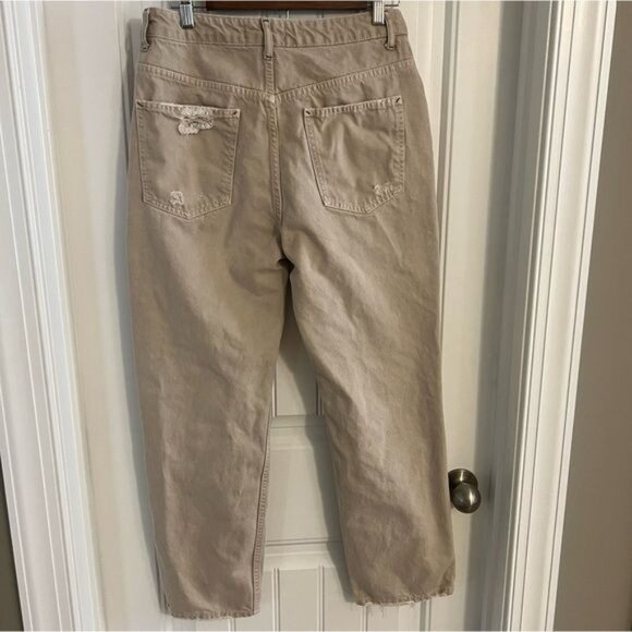 Free People We The Free Jeans Womens Size 30 High Rise Tapered Khaki Distressed - Picture 6 of 12